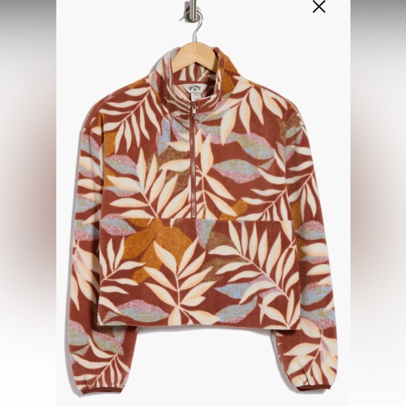 Billabong Casual Fling Half Zip Polar Fleece Sweater Brown women’s L - Picture 3 of 11